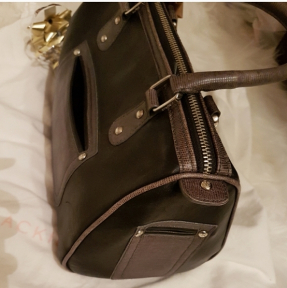 Vintage Jackie Smith Argentina Calf Skin Leather Bag Satchel Handbag Purse - Picture 8 of 16